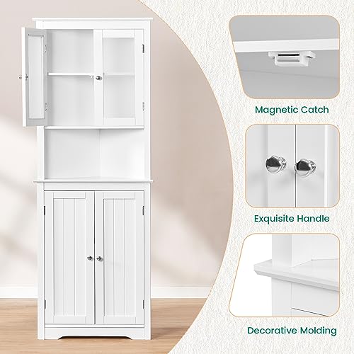 67" Tall Bathroom Cabinet with 2 Doors and 1 Drawer, Adjustable Shelves T930834