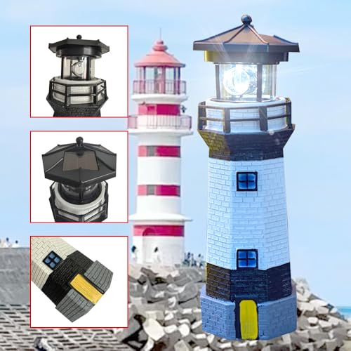 Solar Rotating LED Lighthouse Decorative Light, Waterproof for Courtyard I26597