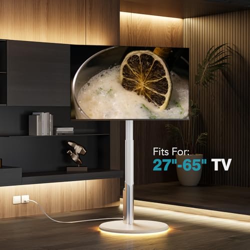 Mobile TV Stand with Power Outlet, Rolling Cart for 27-65 Inch Monitors, Height Adjustable H3227