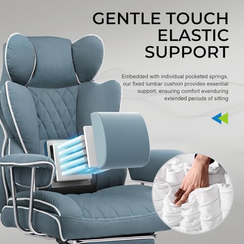 Gaming Chair with Lumbar Support and Footrest, PU Leather, Black E8234