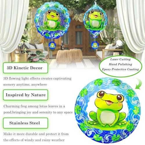 3D Metal Hanging Wind Spinner for Outdoor Garden Decor, 12 Inch A493