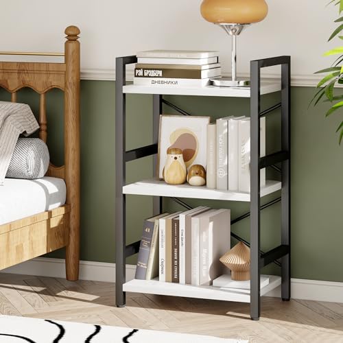 3 Tier Industrial Bookcase, Rustic Etagere Bookshelf for Living Room U5786