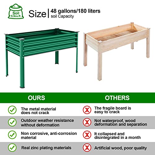 Galvanized Raised Garden Bed with Legs, Oval Metal Planter Box for Vegetables J17986