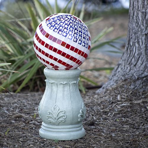 Patriotic Glass Mosaic Gazing Globe for Yard Decor M514