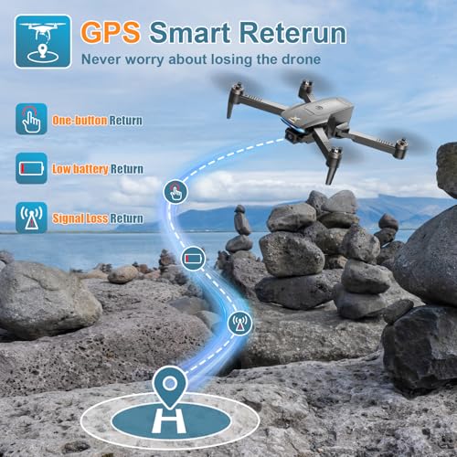 4K Camera GPS Drone for Adults, Brushless FPV Quadcopter with Auto Return, Foldable C619
