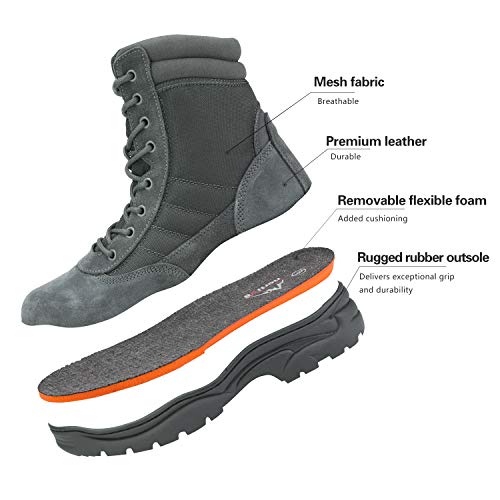 Men's Military Tactical Work Boots Side Zipper Leather Motorcycle Combat Boots N655026