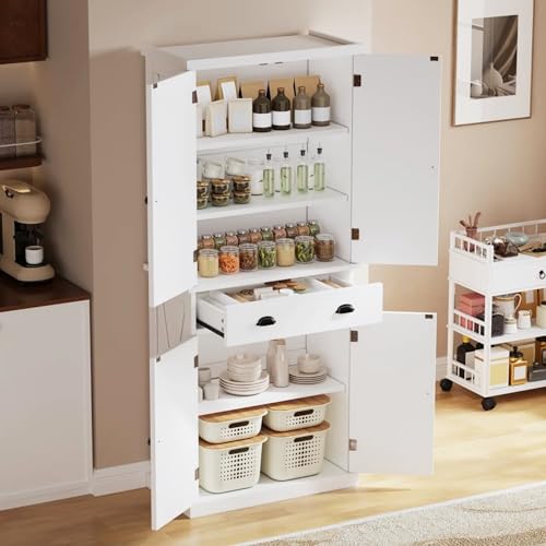 72" Tall Kitchen Pantry Cabinet with Barn Doors and Adjustable Shelves R388