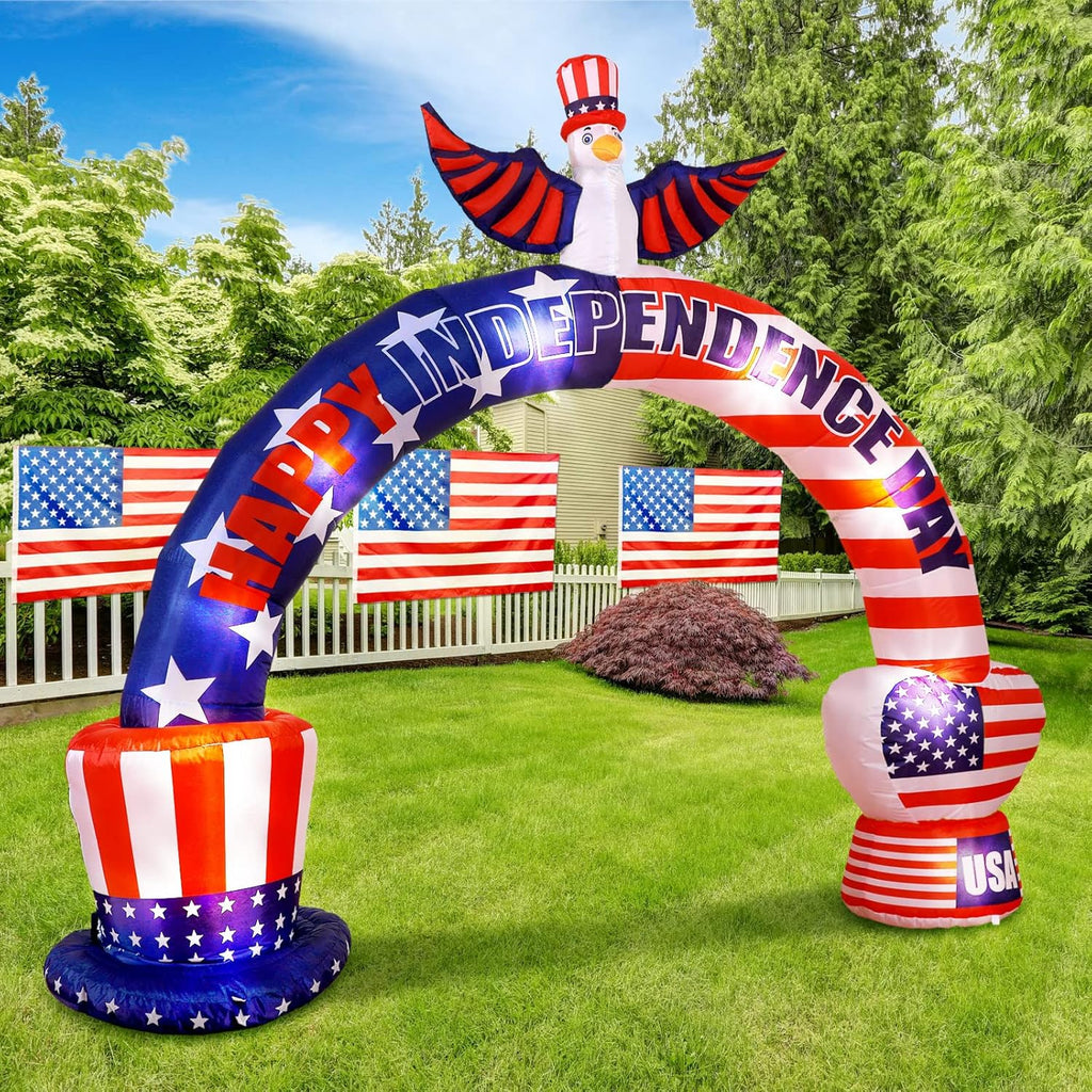 Patriotic Inflatable American Bald Eagle Arch with LED Lights for Outdoor Party Decor P436