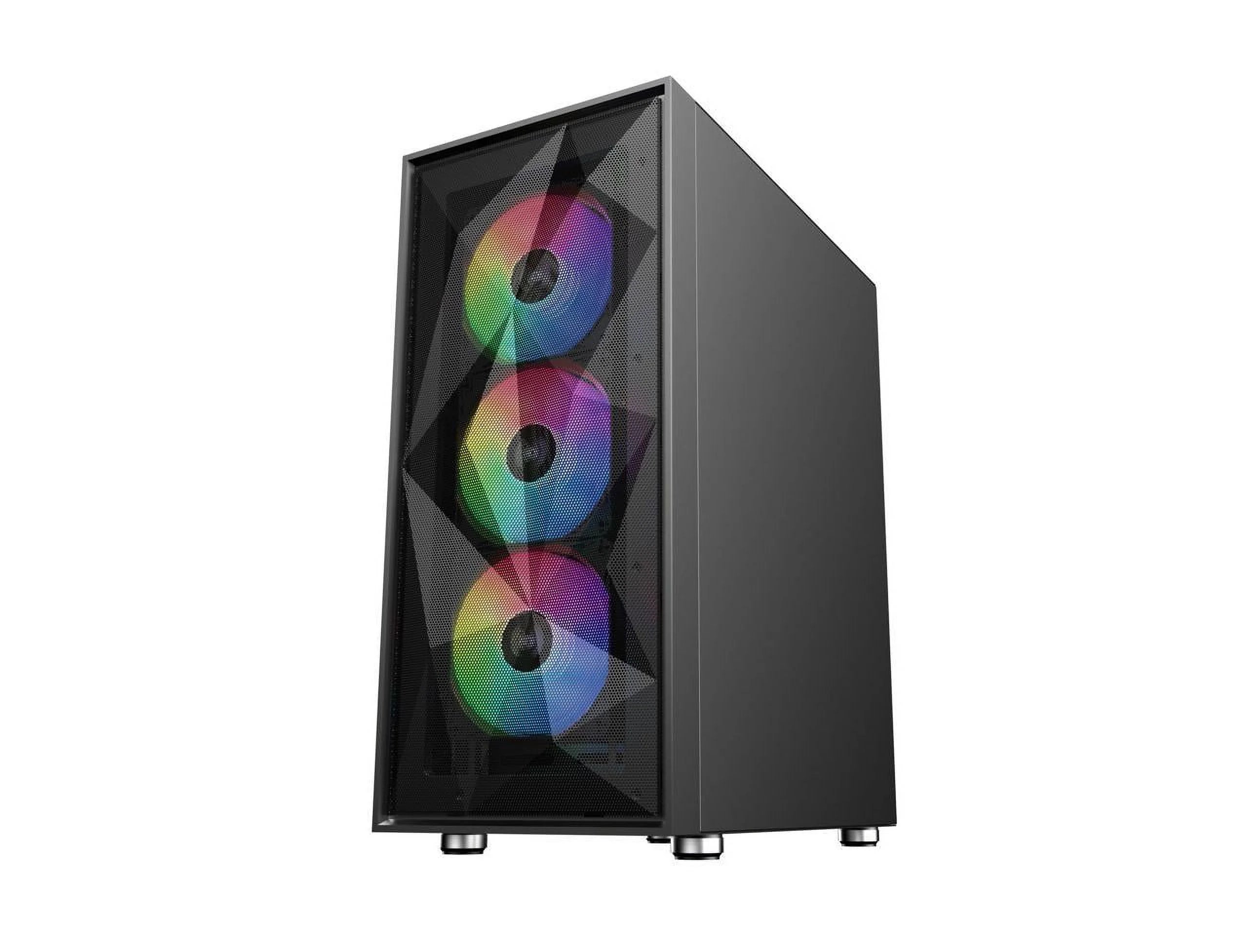 ATX Mid Tower Gaming Computer Case with Tempered Glass and 4 ARGB Fans Q847