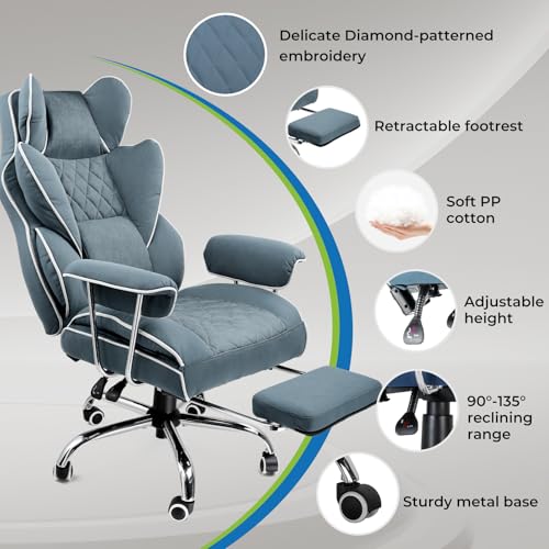 Gaming Chair with Lumbar Support and Footrest, PU Leather, Black E8234