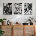 QZGXDECO Metal Wall Art Decor,Black Metal Wall Decor Living Room,16" Modern Bedroom Wall Decor Above Bed,3PCS Abstract Wall Art Decorations for Bedroom,Bathroom,Home Offices.