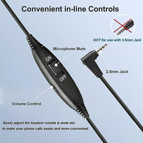 2.5mm Phone Headset with Microphone Noise Cancelling & Volume Controls D40912