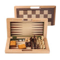 16" 3-in-1 Wooden Folding Chess, Checker & Backgammon Board Game Set L259