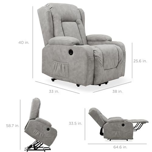 Electric Power Lift Recliner Massage Chair with Heat and USB Port, Brown M560374