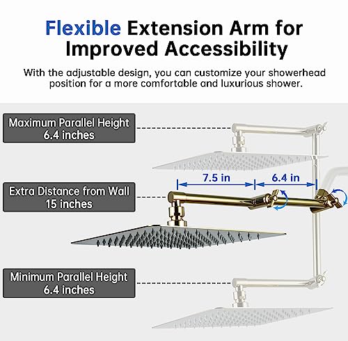All Metal 12 Inch Rainfall Shower Head with Handheld Spray Combo R90121