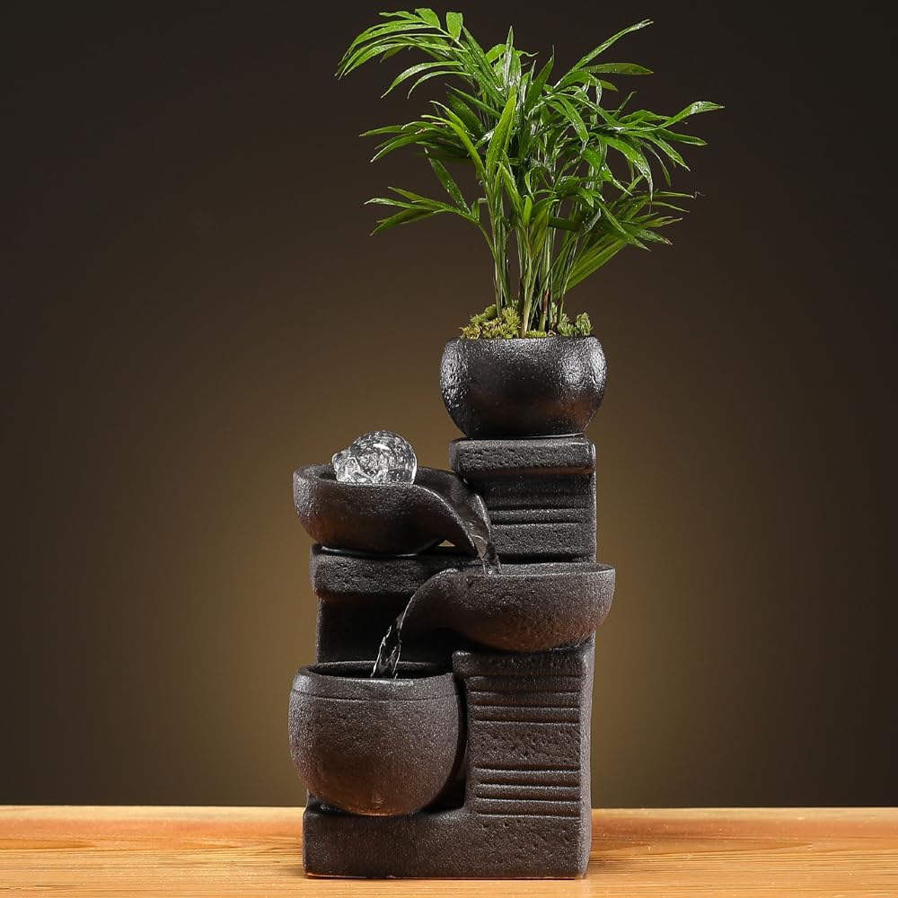 Indoor Tabletop Fountain Water Feature for Home Office Decor M447