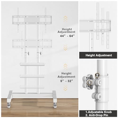 Rolling TV Stand for 32-83 inch TVs, Height Adjustable with Wheels and Laptop Shelf I27401
