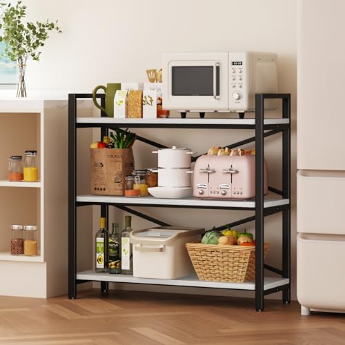 3 Tier Industrial Bookcase, Rustic Etagere Bookshelf for Living Room U5786