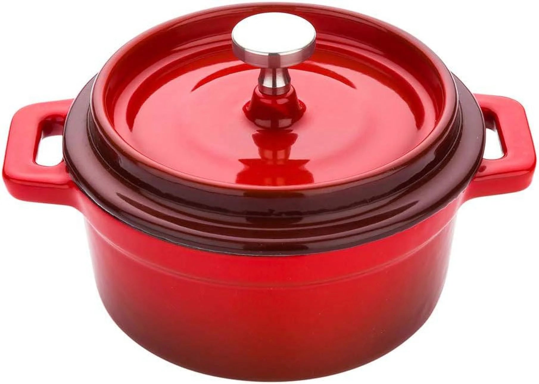 Mini Casserole Dish with Lid, Enameled Cast Iron, Red, for Baking E167301
