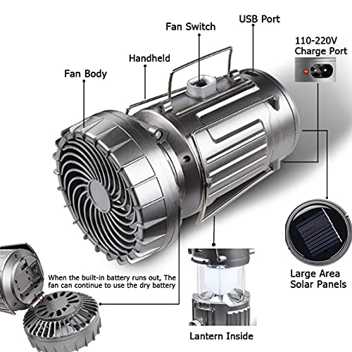 Solar Camping Lantern with Fan, Rechargeable, Battery Operated G12238