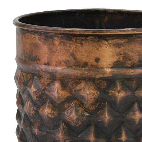 Decorative Diamond Textured Copper Metal Container W9948