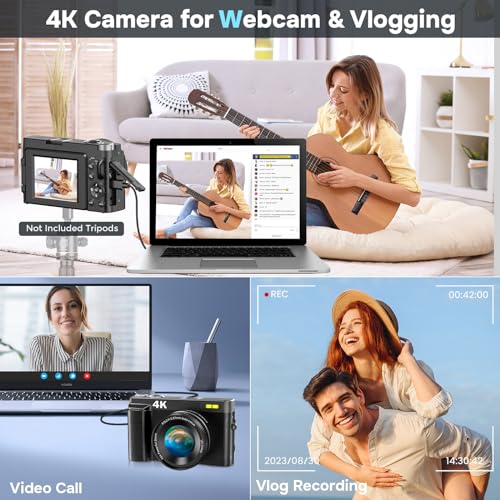 4K 48MP Digital Camera for Photography and Vlogging with Flip Screen M29302