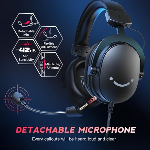 PC Gaming Headset with 7.1 Surround Sound, Detachable Microphone, Over-Ear Wired P287208