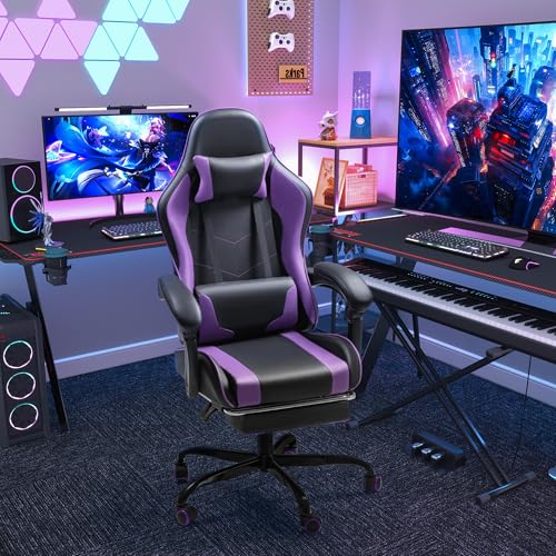 Gaming Chair with Footrest and Massage Lumbar Support J131131