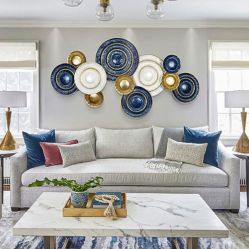 Metal Wall Art for Living Room, 3D Lotus Leaf Wall Decor, 50x26 Inches G502