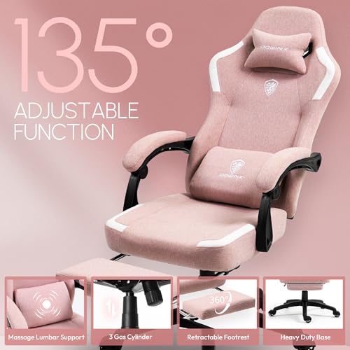 Fabric Gaming Chair with Pocket Spring Cushion and Footrest V343974