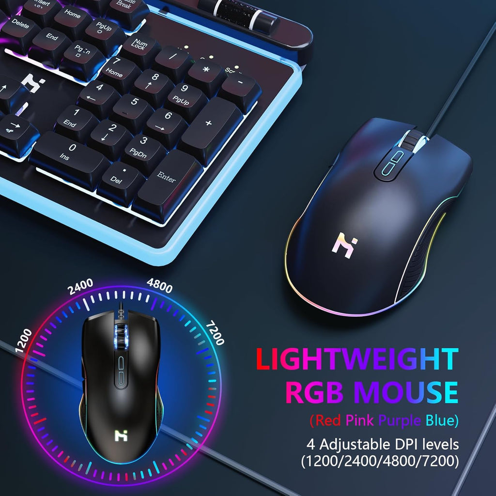 Gaming Keyboard and Mouse Combo, RGB Backlit, Anti Ghosting, Wired Q189