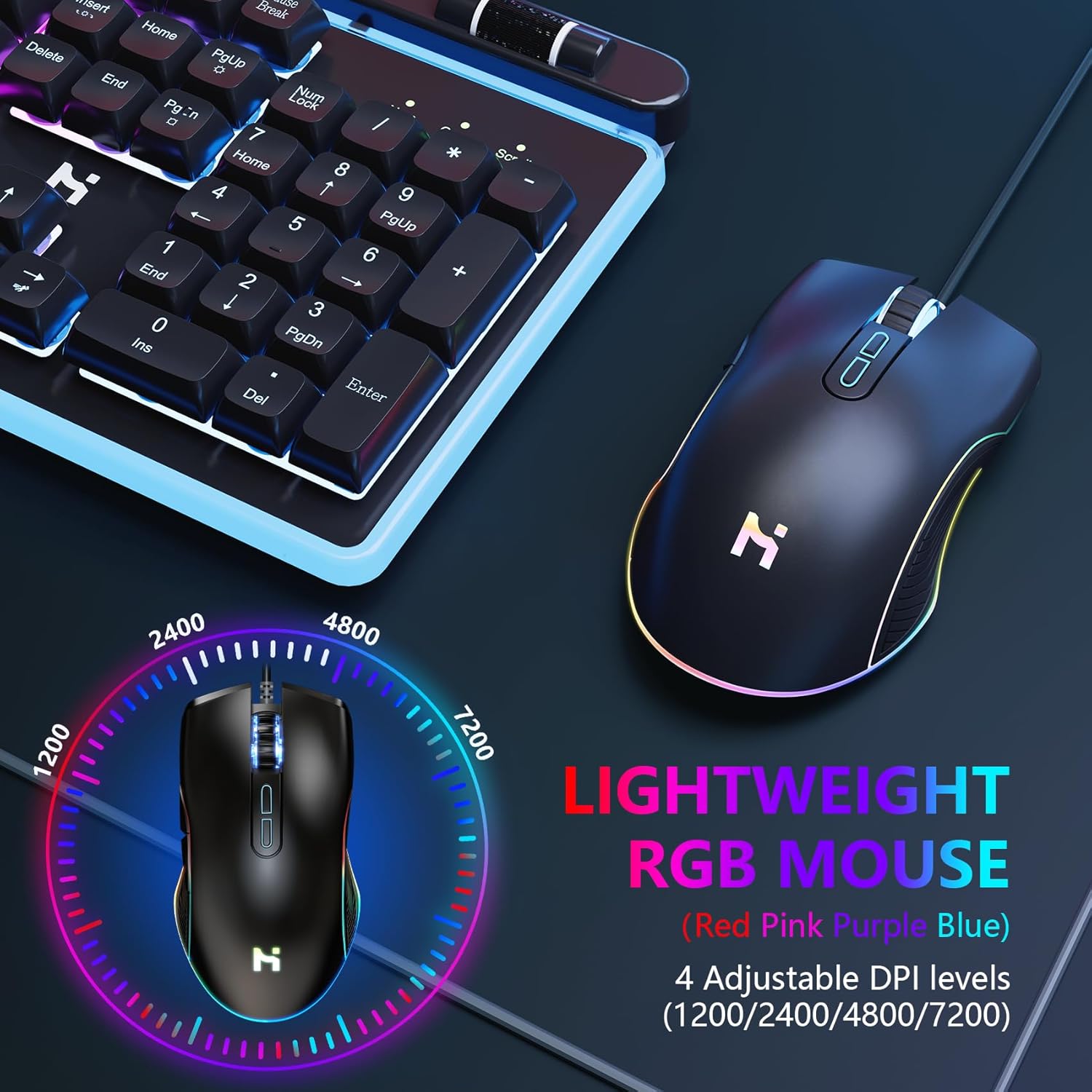 Gaming Keyboard and Mouse Combo, RGB Backlit, Anti Ghosting, Wired Q189