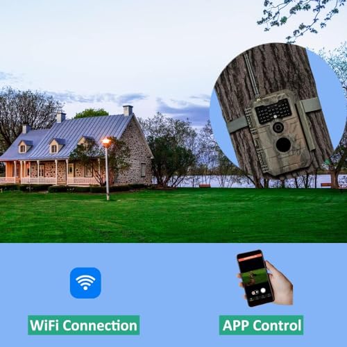 Trail Camera WiFi Bluetooth, 48MP 1296p, Night Vision Motion Activated V80082