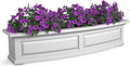 Mayne Nantucket 4ft Window Box - White - 48in L x 11.5in W x 10in H - Polyethylene - Built-in Water Reservoir (4831-W)