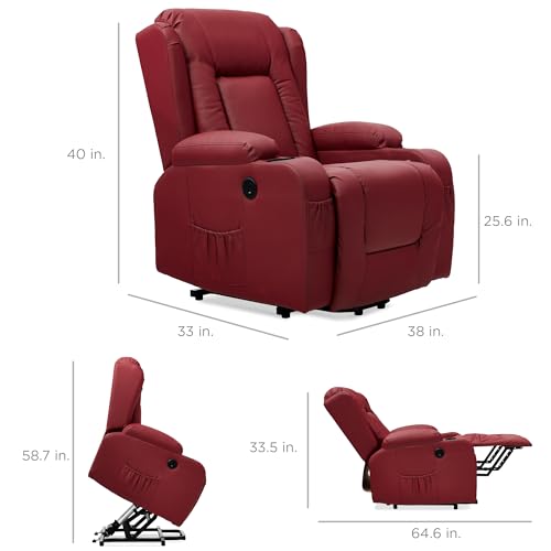Electric Power Lift Recliner Massage Chair with Heat and USB Port, Brown M560374