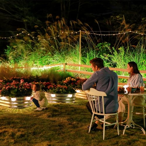 Galvanized Raised Garden Bed with 2 Solar Lights A526