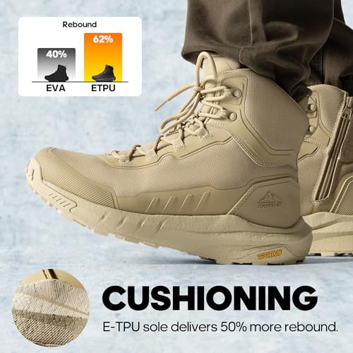 Men's Tactical Hiking Boots Lightweight Cushion Sole Side Zipper 8 Inches C799