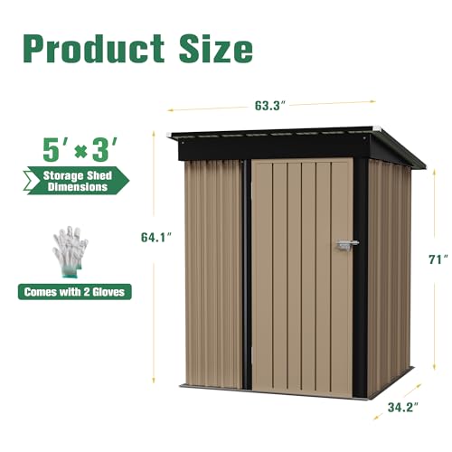 Metal Garden Storage Shed with Lockable Door for Backyard Patio Lawn Z3089