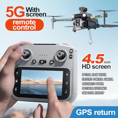 GPS Drone with Camera, 4.5 Inch Screen Remote Controller, Brushless Motor, 5G Wi-Fi Transmission Z704