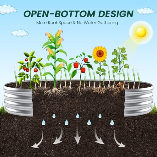 Galvanized Raised Garden Bed with 2 Solar Lights A526