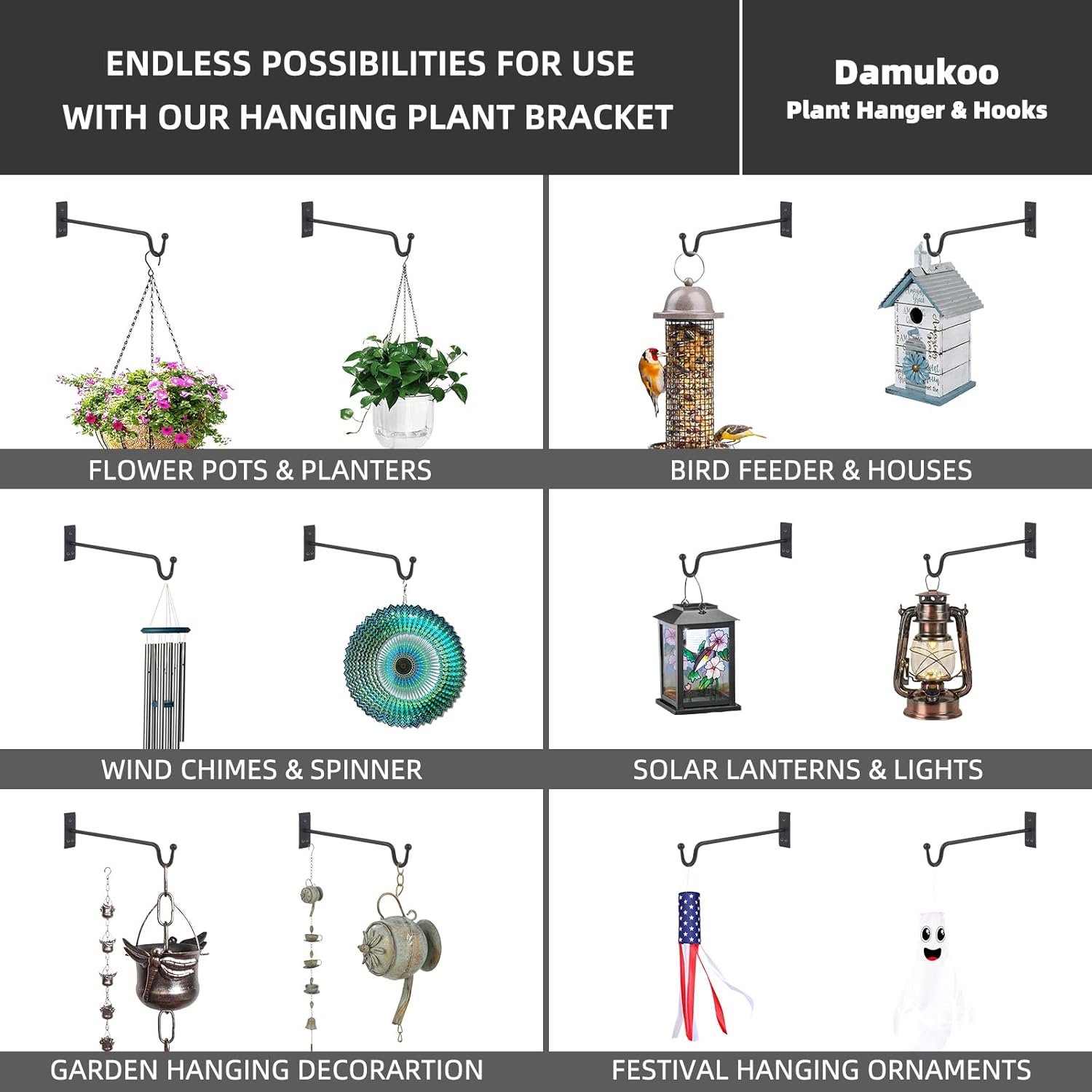 Heavy Duty Metal Plant Hanger for Indoor or Outdoor Use, 12 Inches, 2 Pack J1126