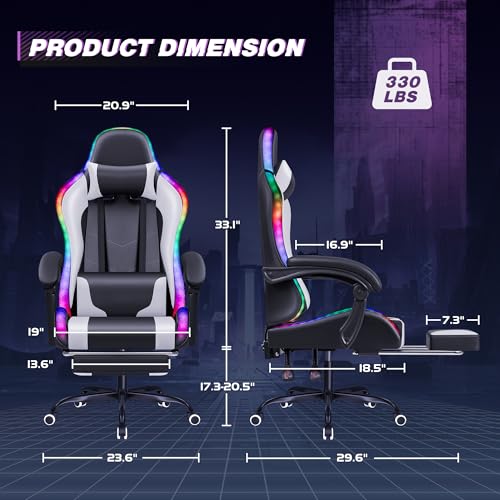 Gaming Chair with Footrest and Massage Lumbar Support J131131