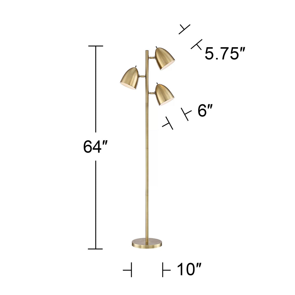 Mid Century Modern Tree Floor Lamp 64" Tall with Adjustable Dome Shade V871