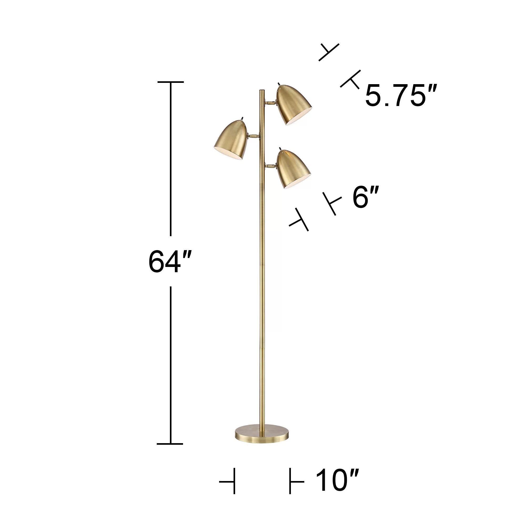 Mid Century Modern Tree Floor Lamp 64" Tall with Adjustable Dome Shade V871