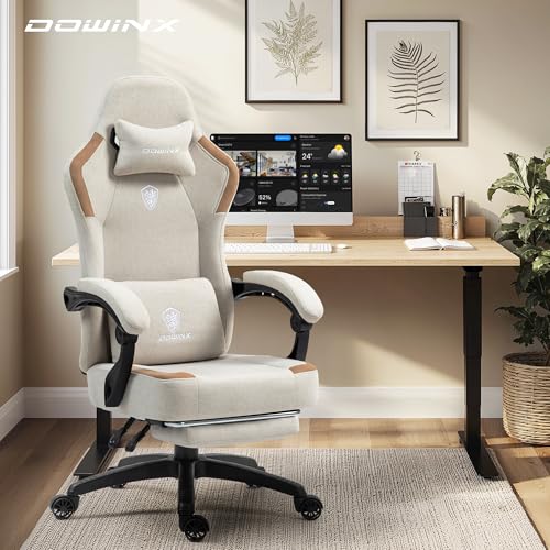 Fabric Gaming Chair with Pocket Spring Cushion and Footrest V343974