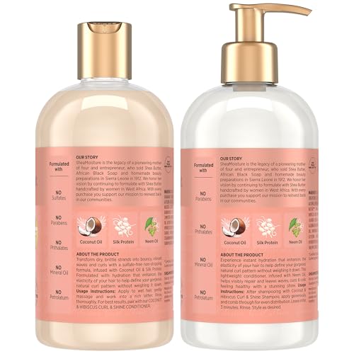 Coconut & Hibiscus Curl & Shine Shampoo and Conditioner, Frizz Control, 16 oz F1862