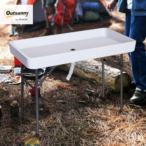 Portable Folding Fish Fillet Cleaning Table with Sink S52425