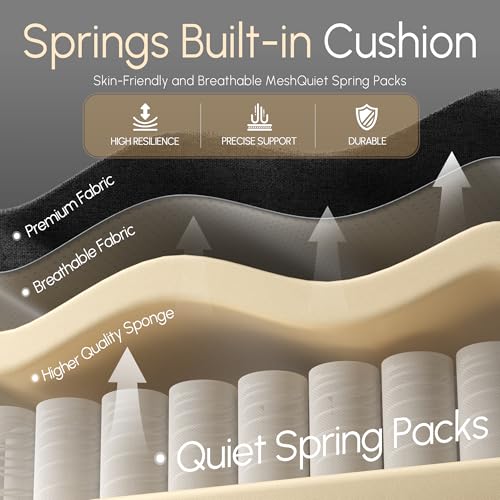 Fabric Gaming Chair with Pocket Spring Cushion and Footrest V343974