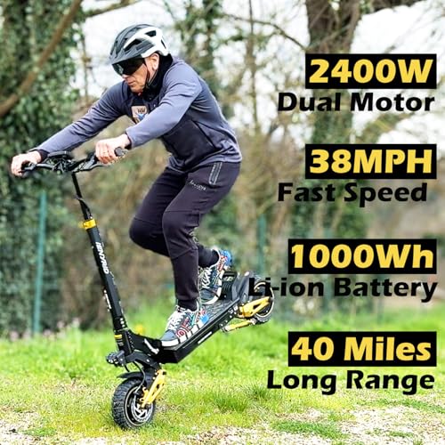 Electric Scooter for Adults with Seat, 10" Off Road Tires, 28-35MPH, Foldable S598796