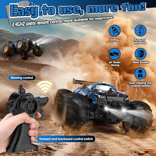 Remote Control Car, All-Terrain Truck for Boys, Rechargeable with LED, 2.4GHz H693